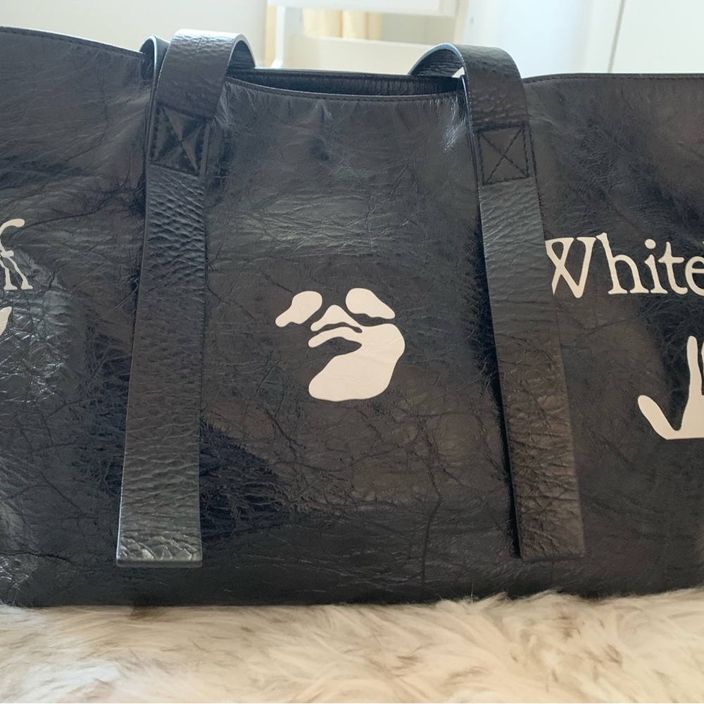 Off-White black leather tote